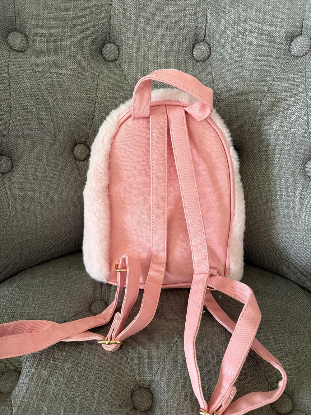 Disney Pink Plush Mini Backpack with Minnie Charm
